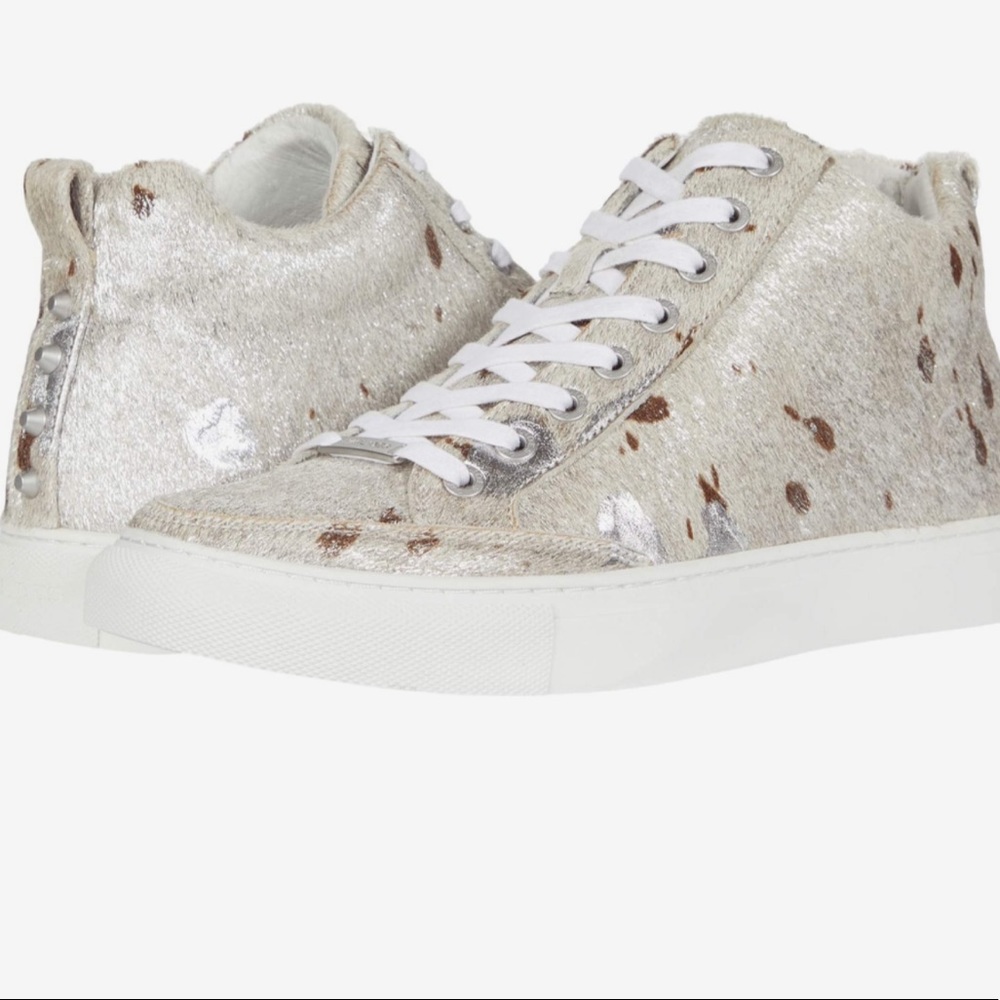 J/Slides Ludlow Mid-Top Off White Metallic Pony Hair